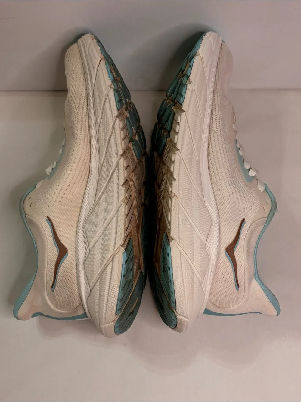 HOKA Women's White & Aqua Blue Running Shoes Sz 7.5